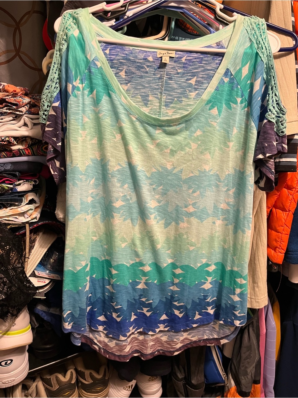 Chip & Pepper Aqua, Mint & Blue Ombre Crochet-Trim Tunic